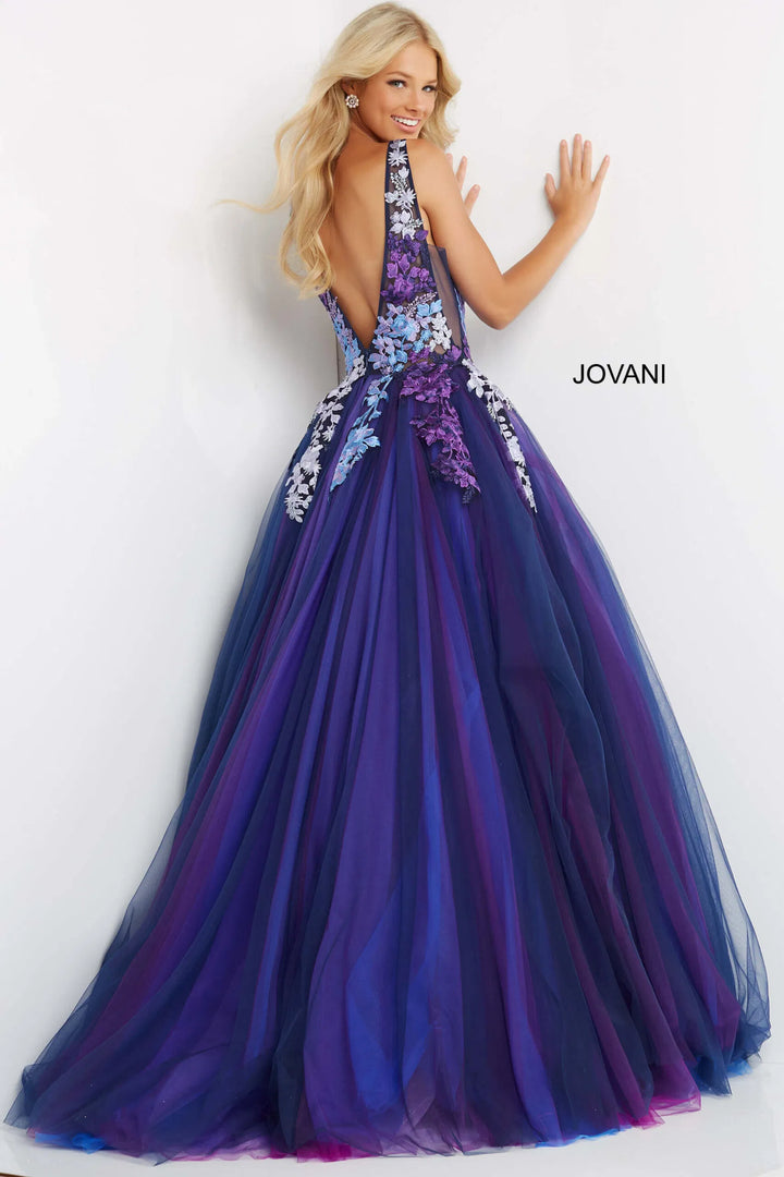 Jovani 06807 Gradient Floral Embroidered A-line Gown