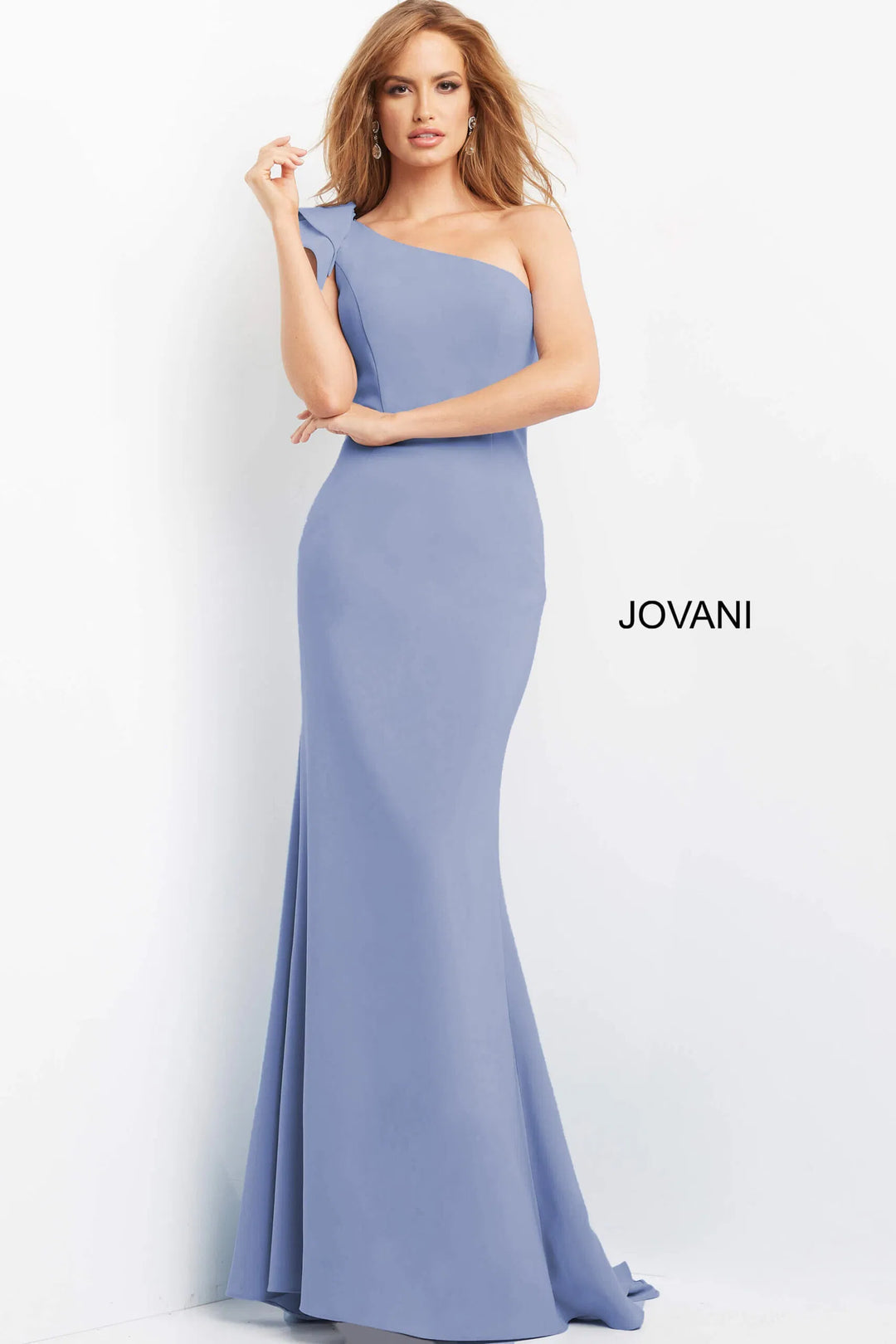 Jovani 06935 Ruffle One Shoulder Evening Dress