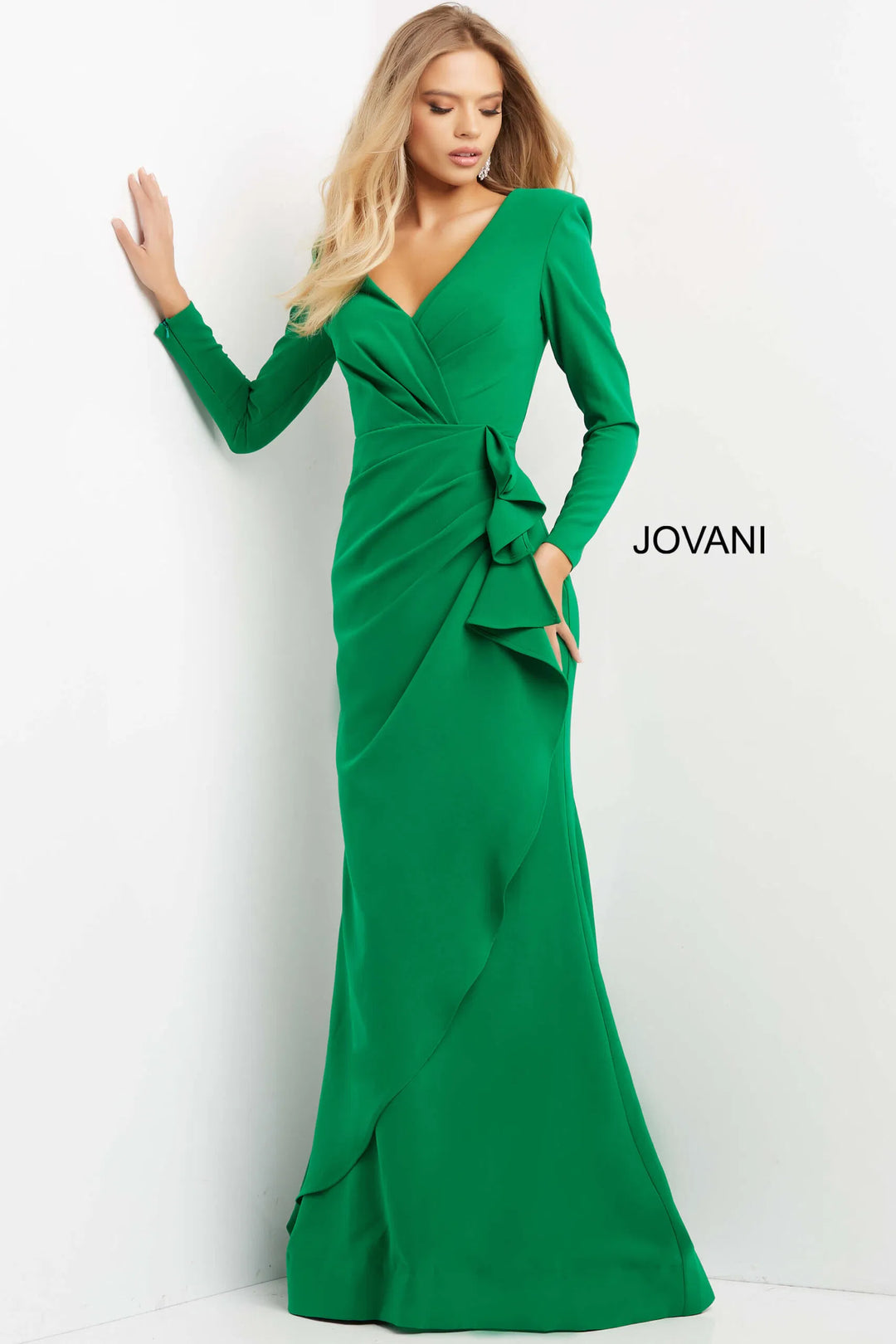 Jovani 06995 Long Ruffle Draped Mother of the Groom Dress