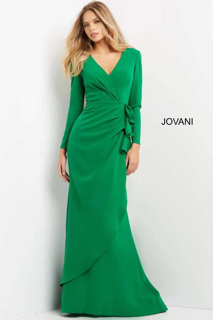 Jovani 06995 Long Ruffle Draped Mother of the Groom Dress