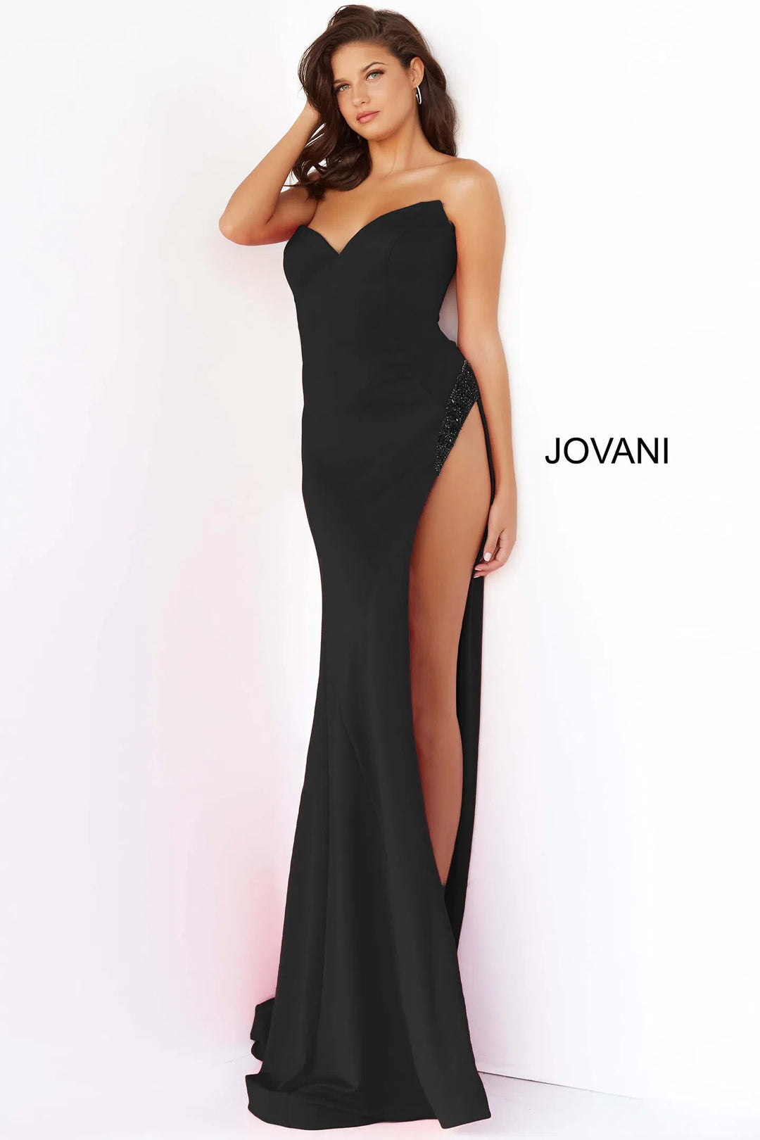 Jovani 07138 Embellished High Slit Gown