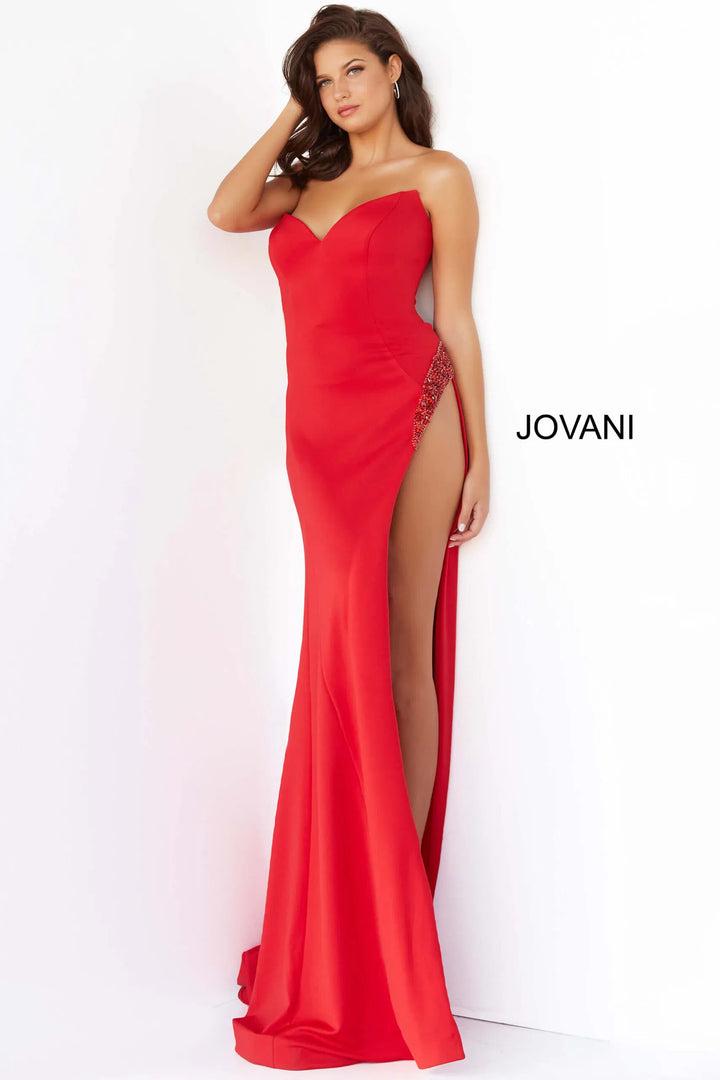 Jovani 07138 Embellished High Slit Gown