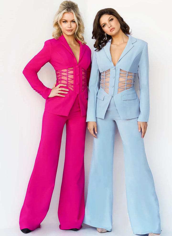 Jovani 07227 Two Piece Sheer Waist Jumpsuit