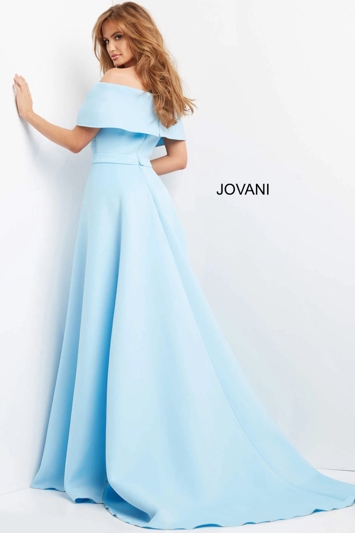 Jovani 07443 Draped Off Shoulder Overskirt Evening Dress