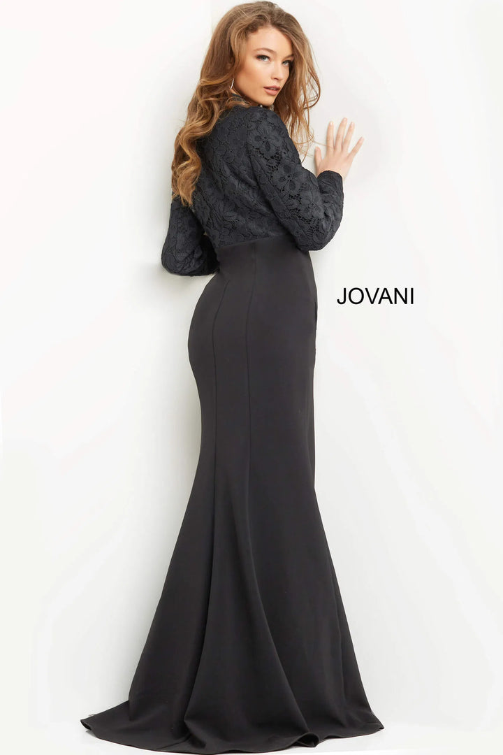Jovani 07552 V-Neck Front Slit Evening Gown