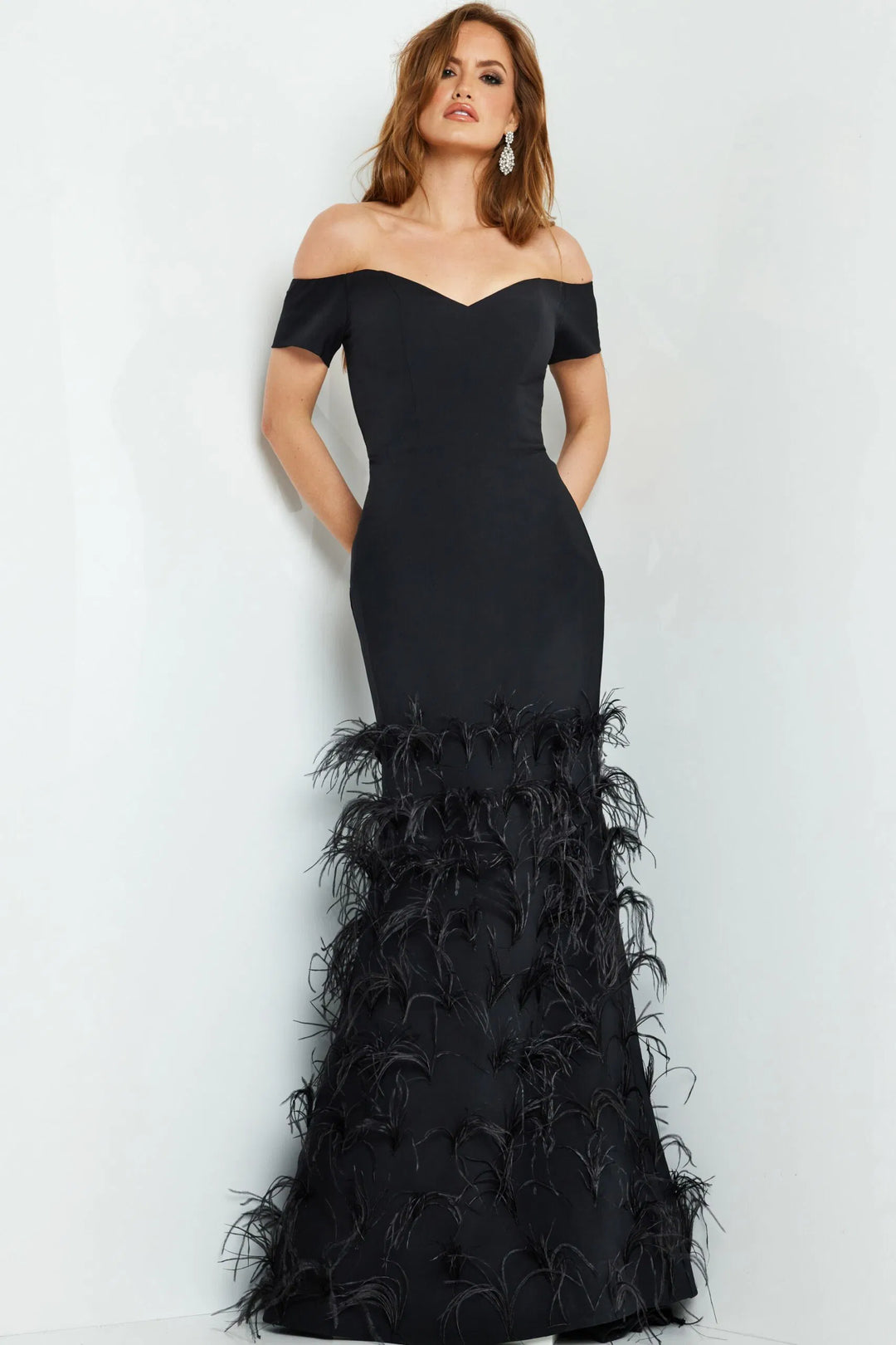 Jovani 08384 Short Sleeve Trumpet Evening Gown