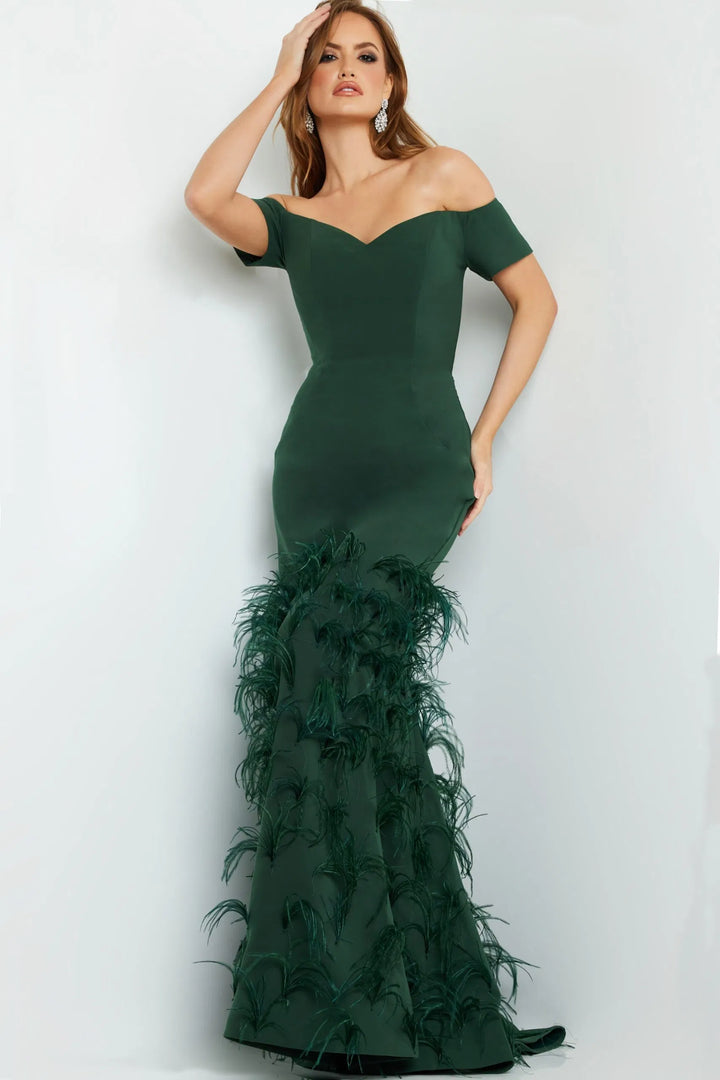 Jovani 08384 Short Sleeve Trumpet Evening Gown