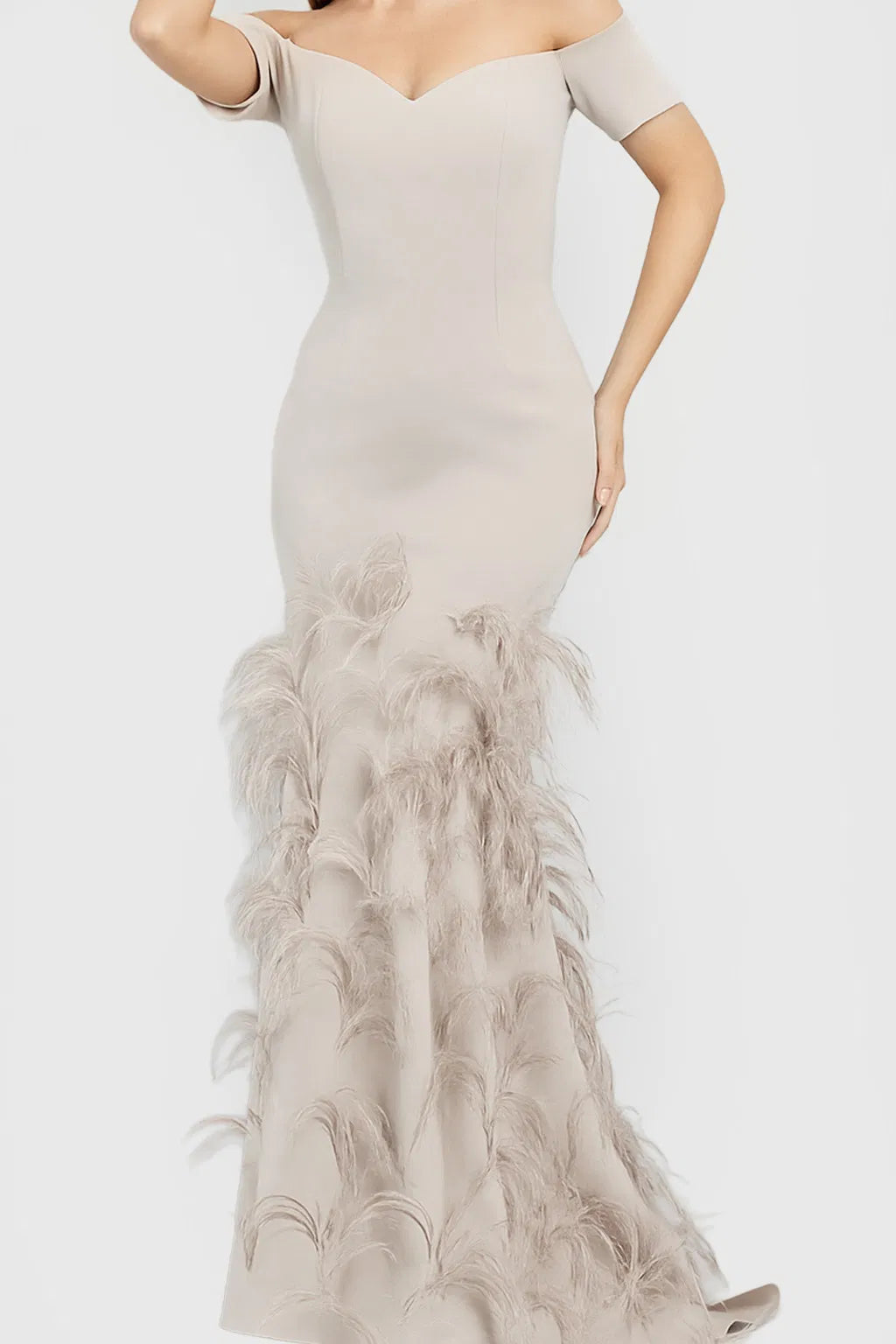 Jovani 08384 Short Sleeve Trumpet Evening Gown