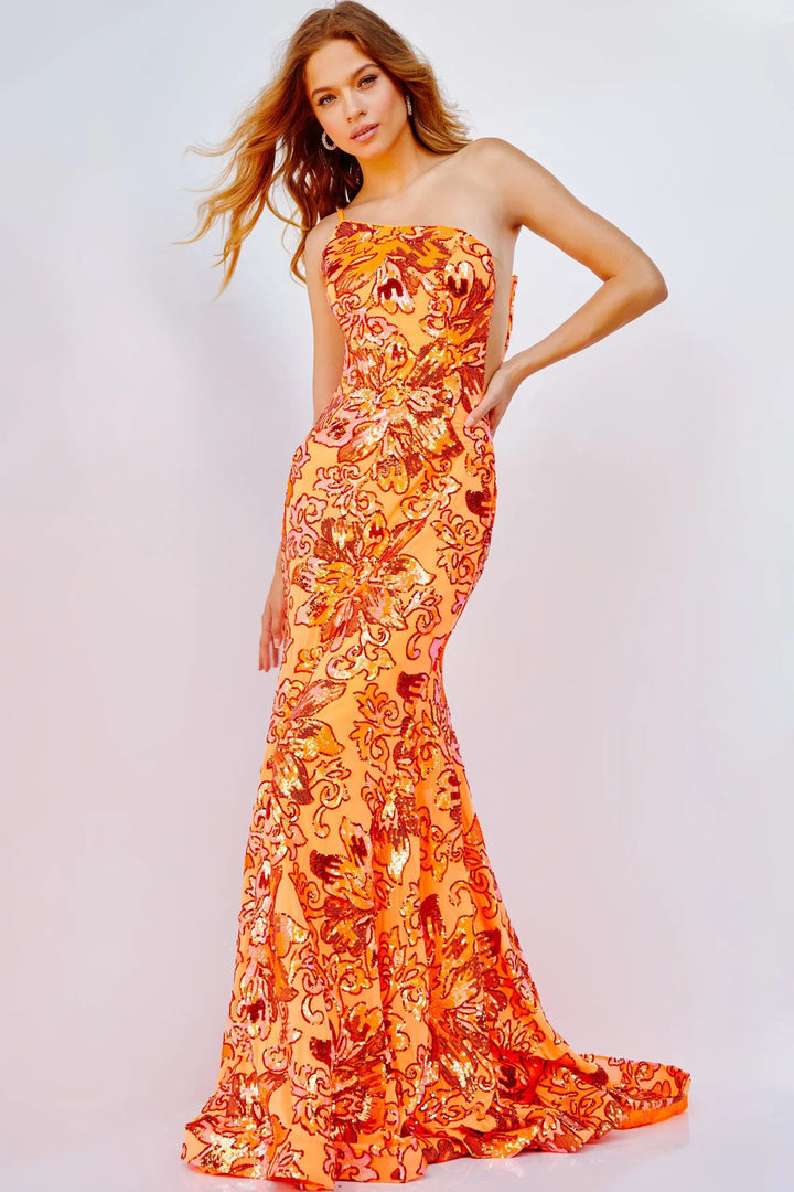 Jovani 08460 Floral Sequin Prom Dress