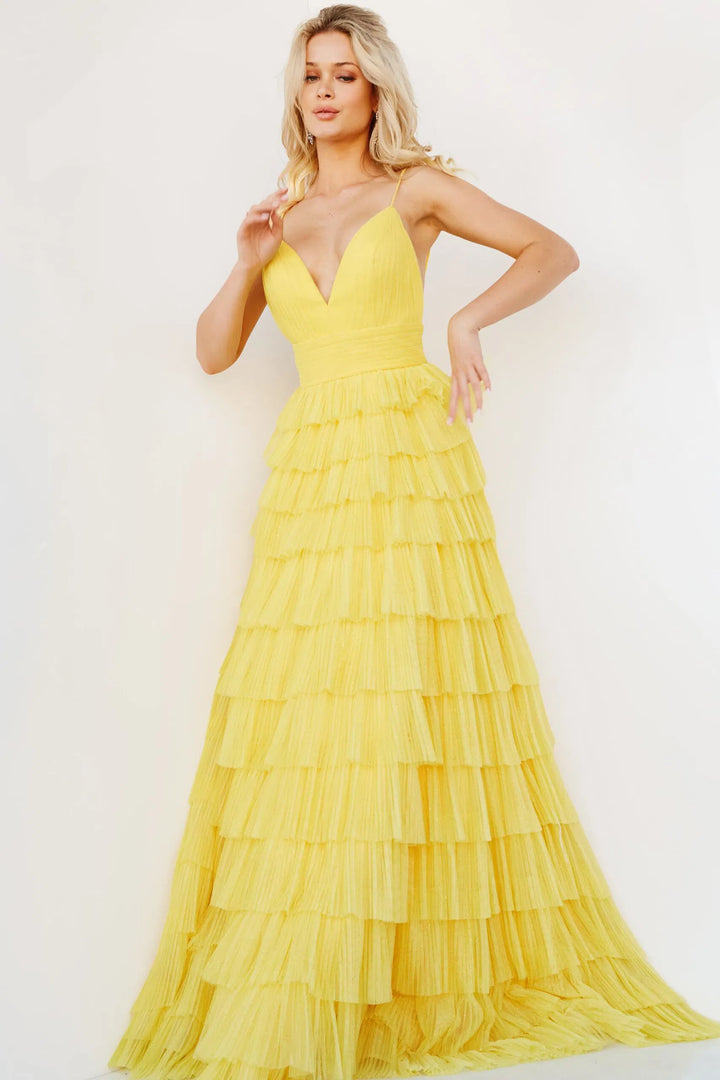 Jovani 08480 Tiered Skirt Prom Dress