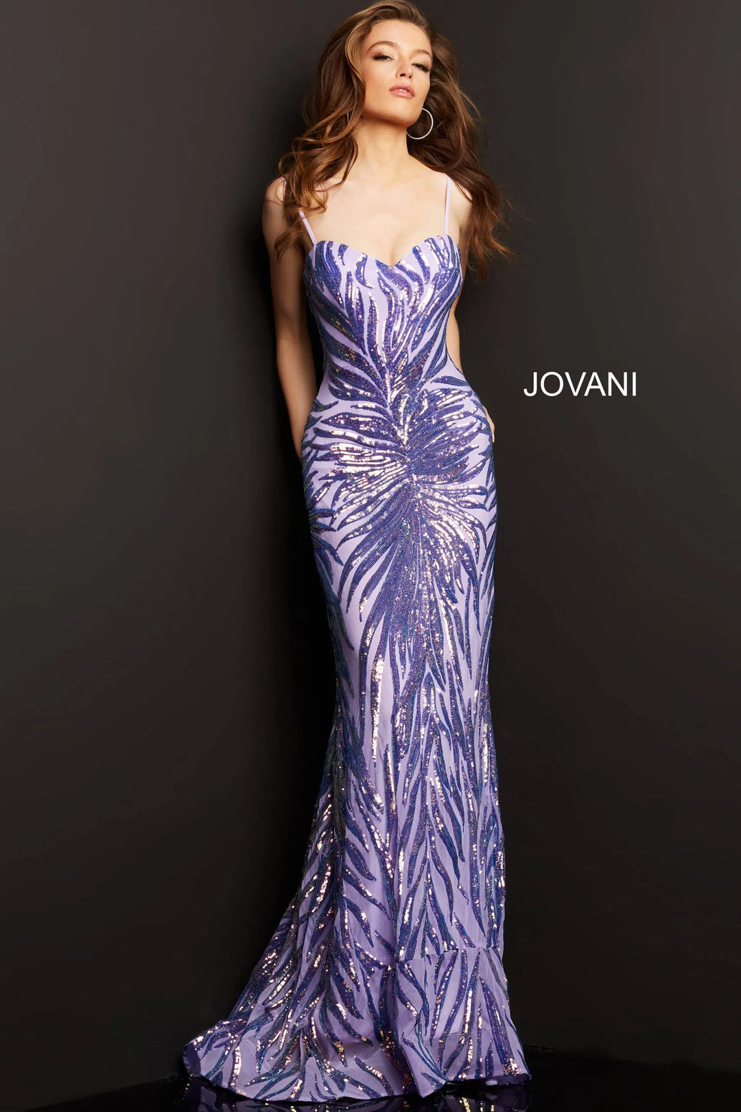 Jovani 08481 Sequin Tie-Back Plus Size Prom Sheath Gown