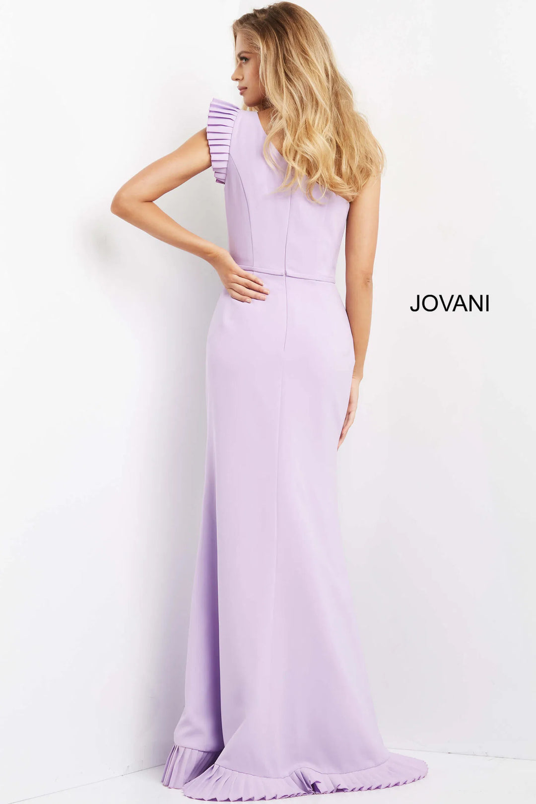 Jovani 08527 Pleat-Trimmed Sheath Evening Dress