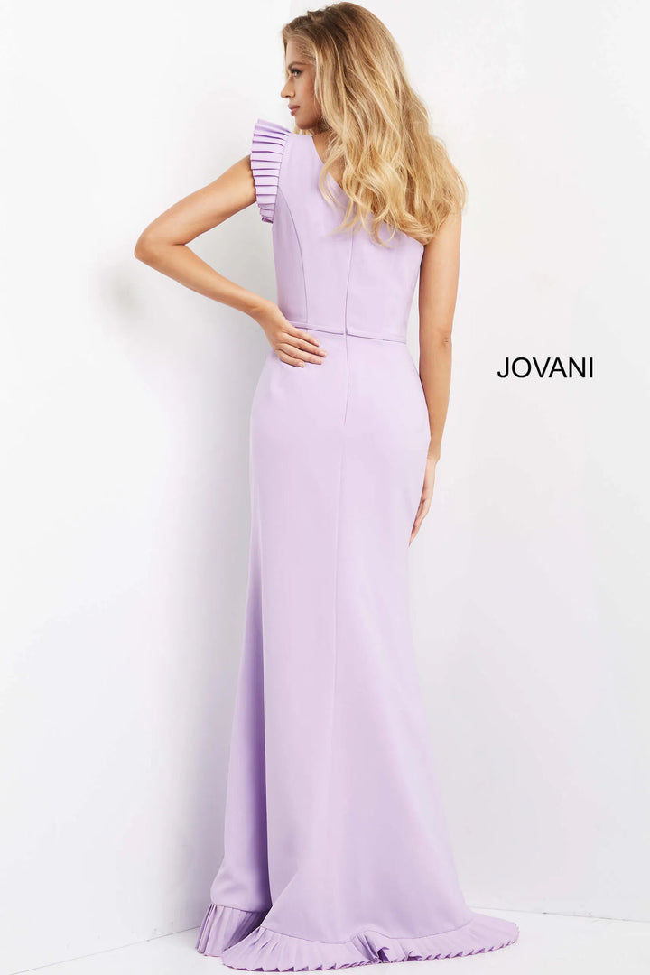 Jovani 08527 Pleat-Trimmed Sheath Evening Dress