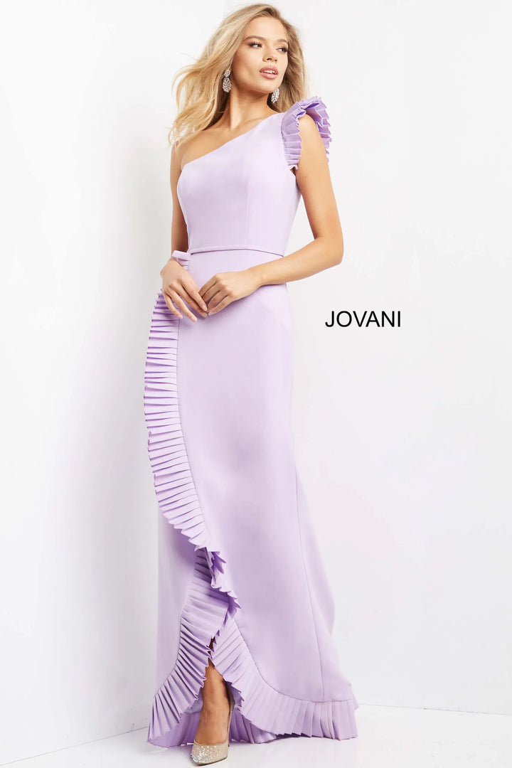 Jovani 08527 Pleat-Trimmed Sheath Evening Dress