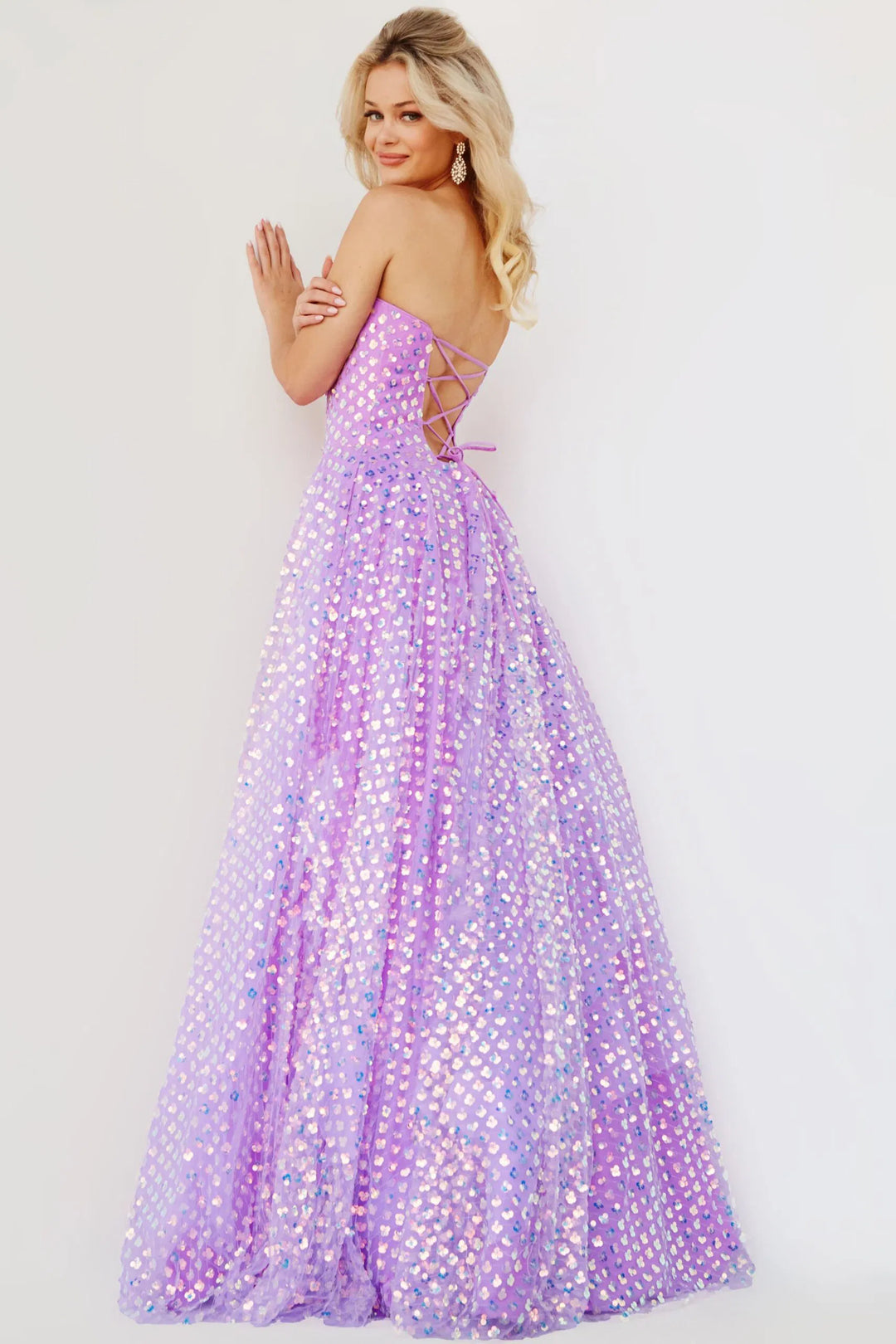 Jovani 08605 Clover Sequin A-Line Prom Dress