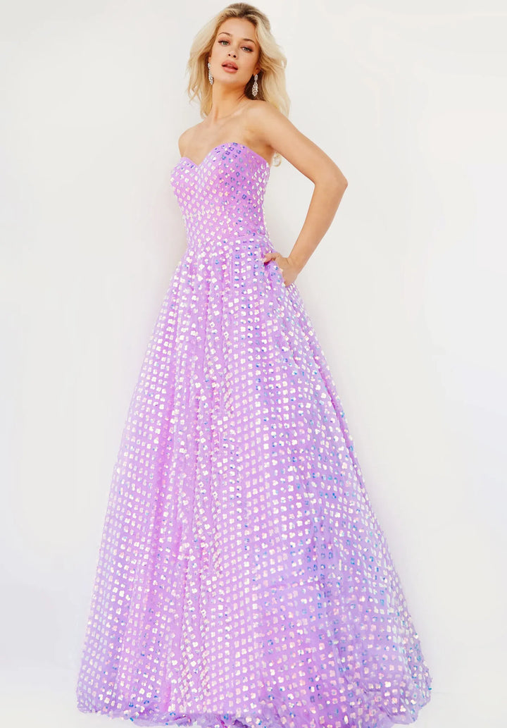 Jovani 08605 Clover Sequin A-Line Prom Dress