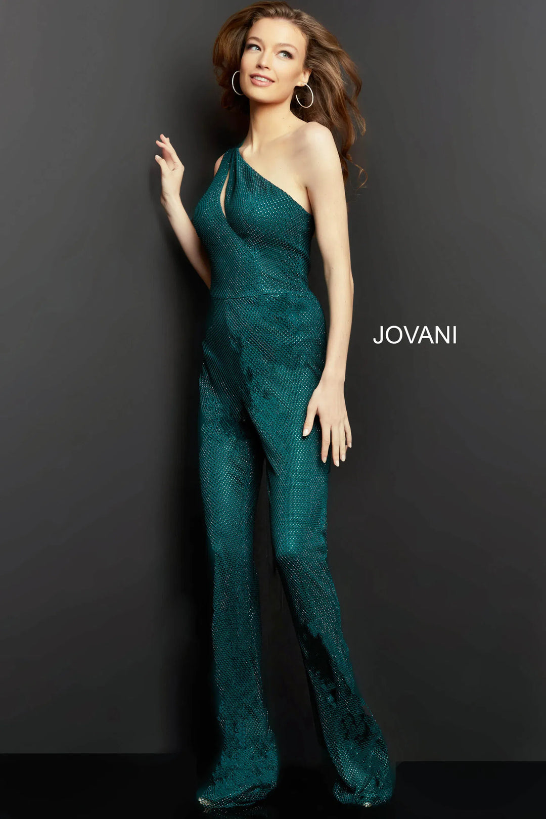 Jovani 09018 Asymmetric Cutout Prom Jumpsuit