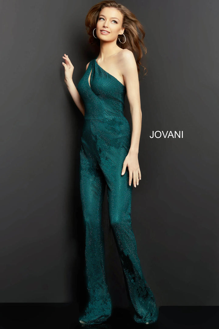 Jovani 09018 Asymmetric Cutout Prom Jumpsuit