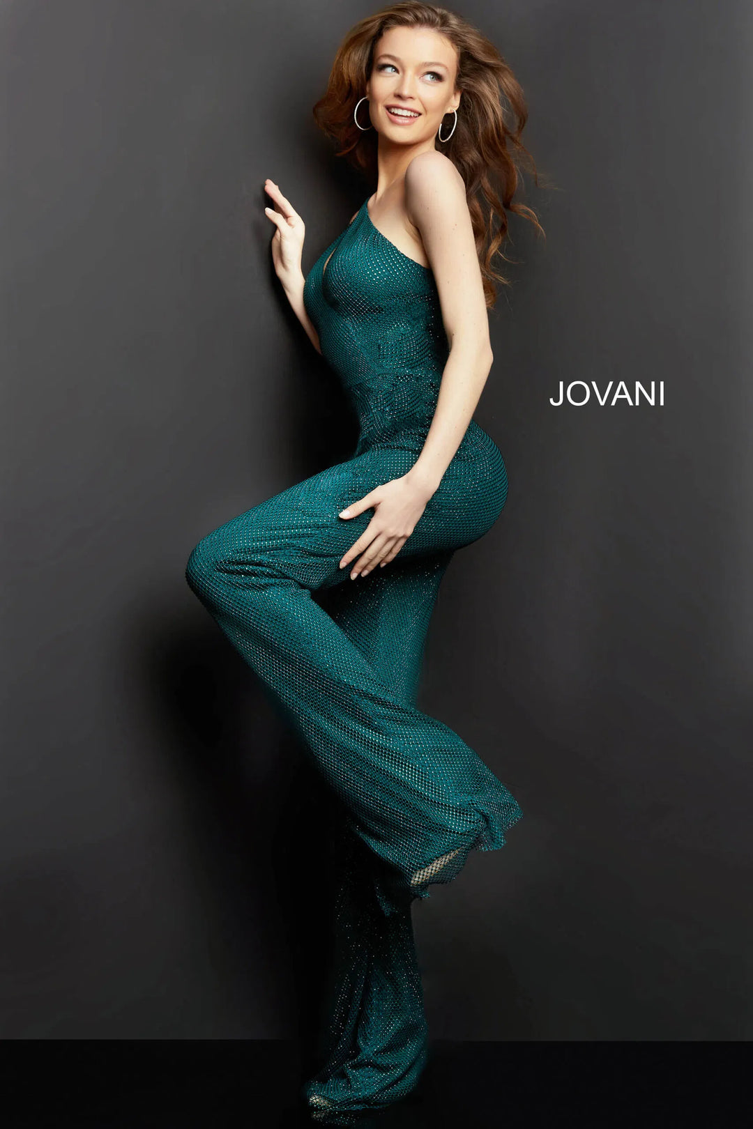 Jovani 09018 Asymmetric Cutout Prom Jumpsuit