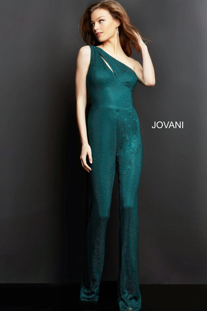 Jovani 09018 Asymmetric Cutout Prom Jumpsuit