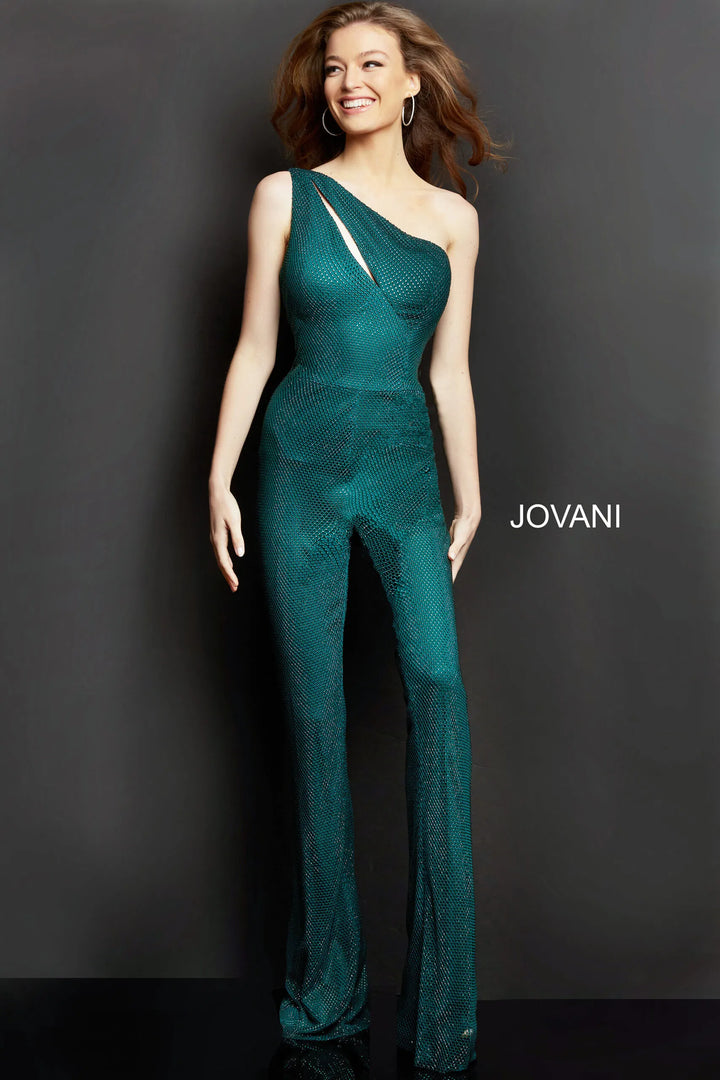 Jovani 09018 Asymmetric Cutout Prom Jumpsuit