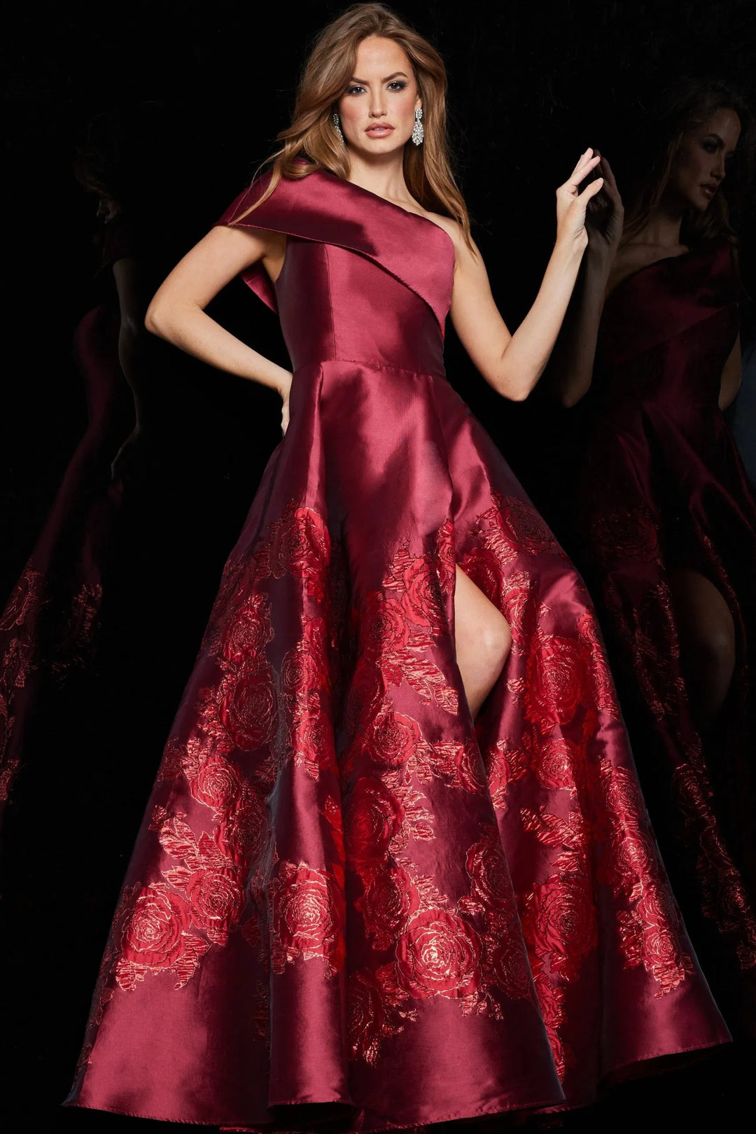 Jovani 09610 One Shoulder Floral Ballgown
