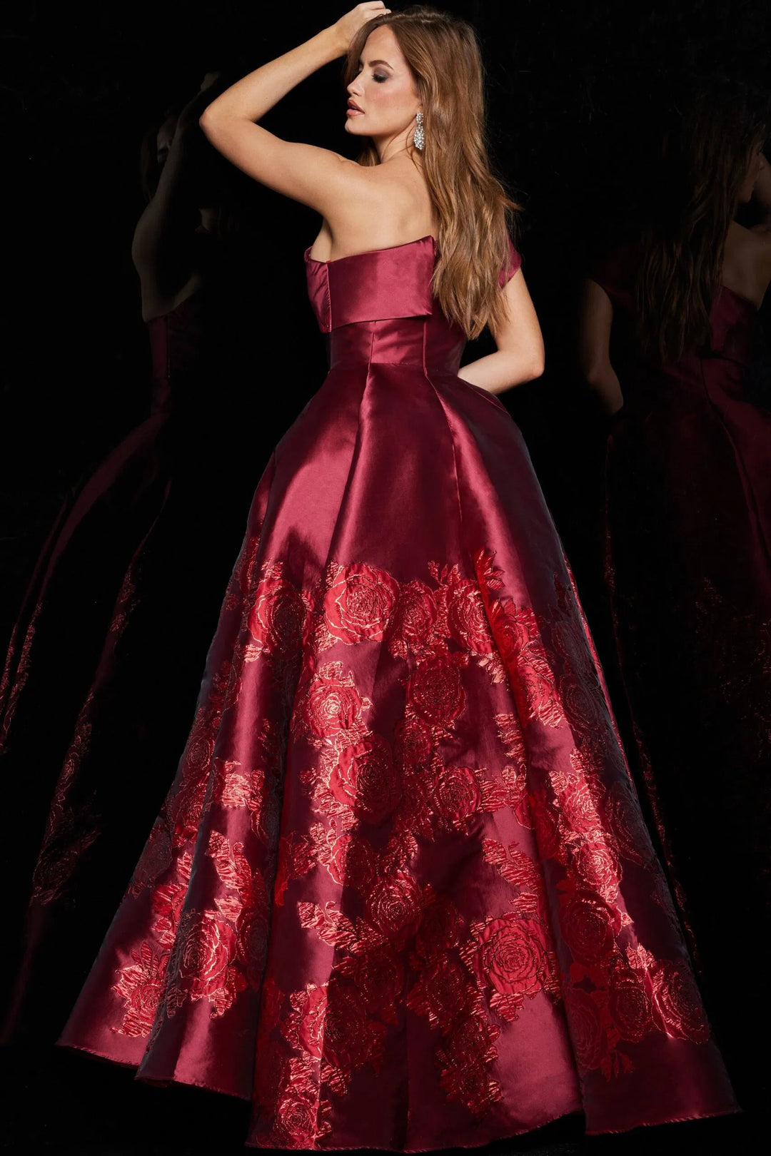 Jovani 09610 One Shoulder Floral Ballgown