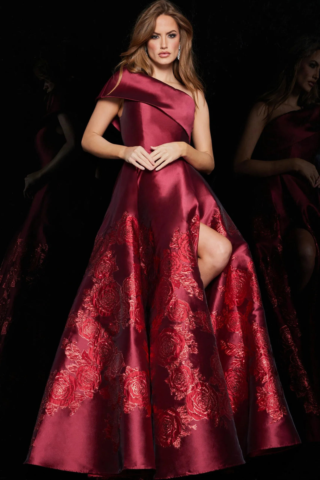 Jovani 09610 One Shoulder Floral Ballgown