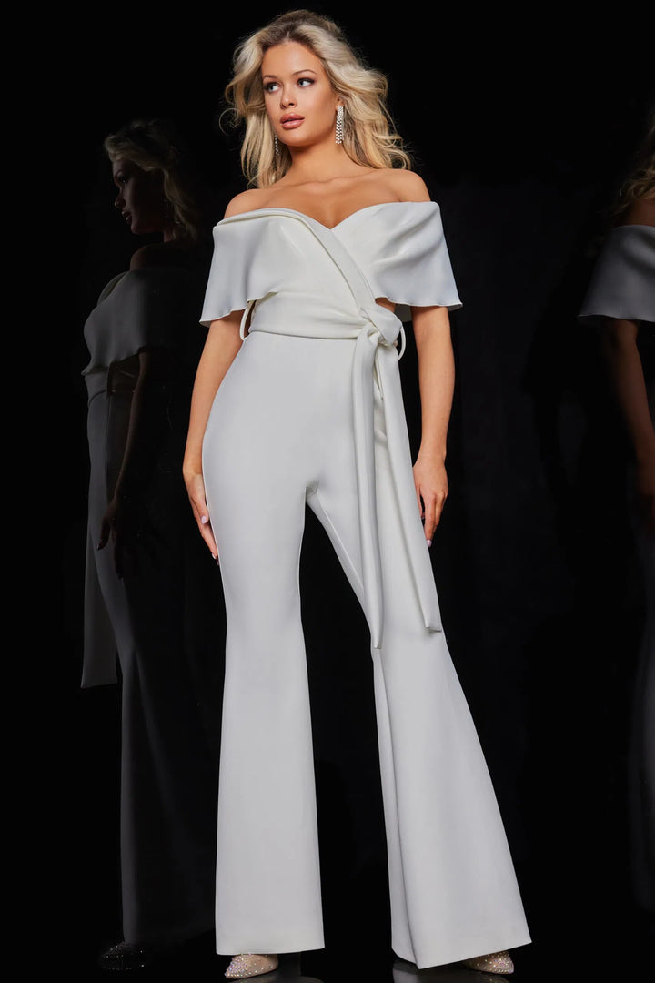 Jovani 09726 V-Neck Off-Shoulder Jumpsuit