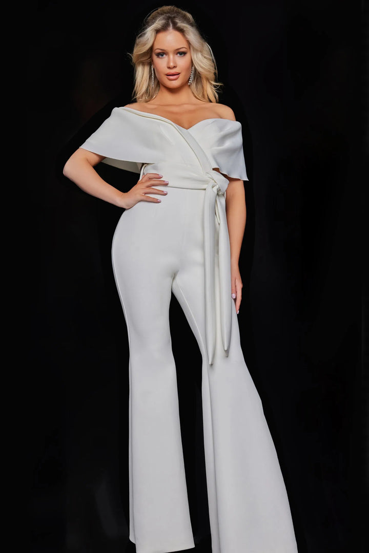 Jovani 09726 V-Neck Off-Shoulder Jumpsuit