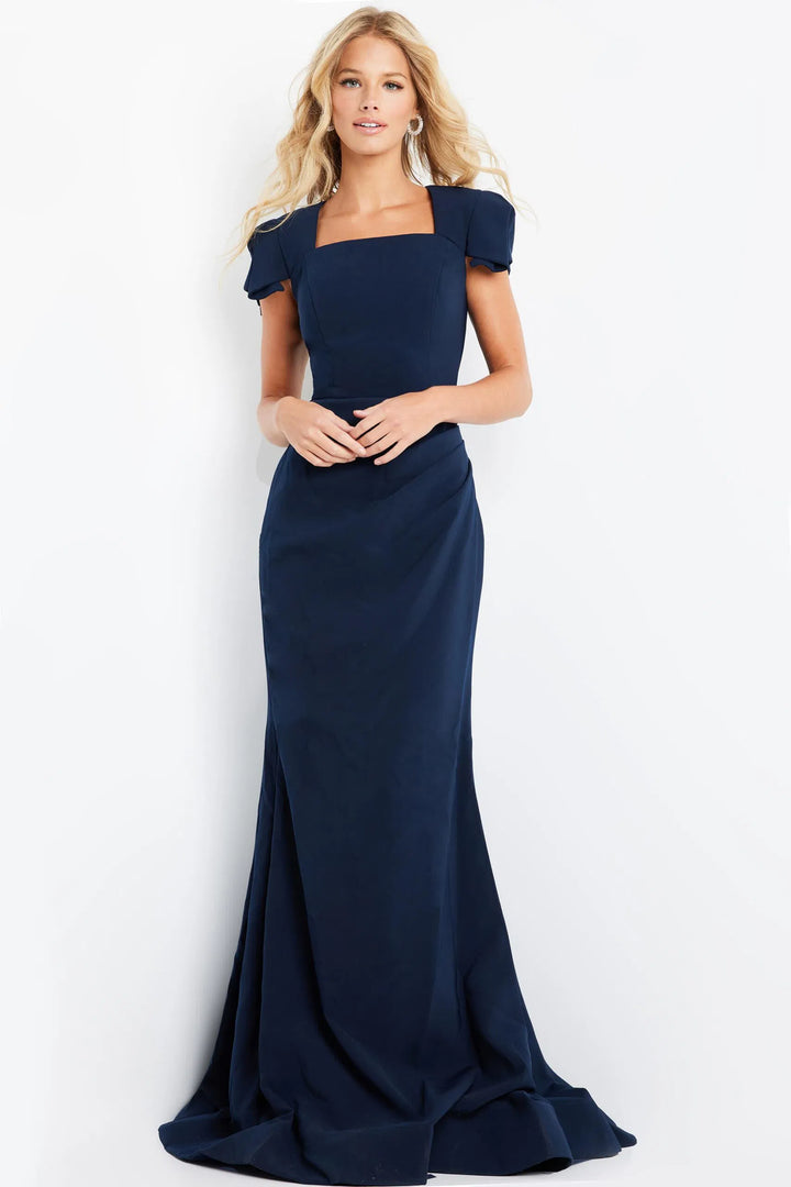Jovani 09757 Short Sleeve Mermaid Evening Dress
