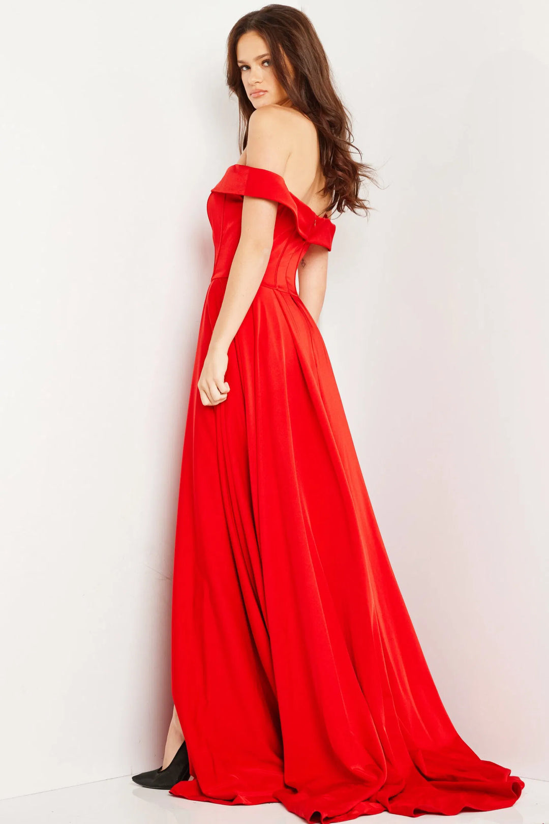 Jovani 09874 Off Shoulder Overskirt Prom Gown