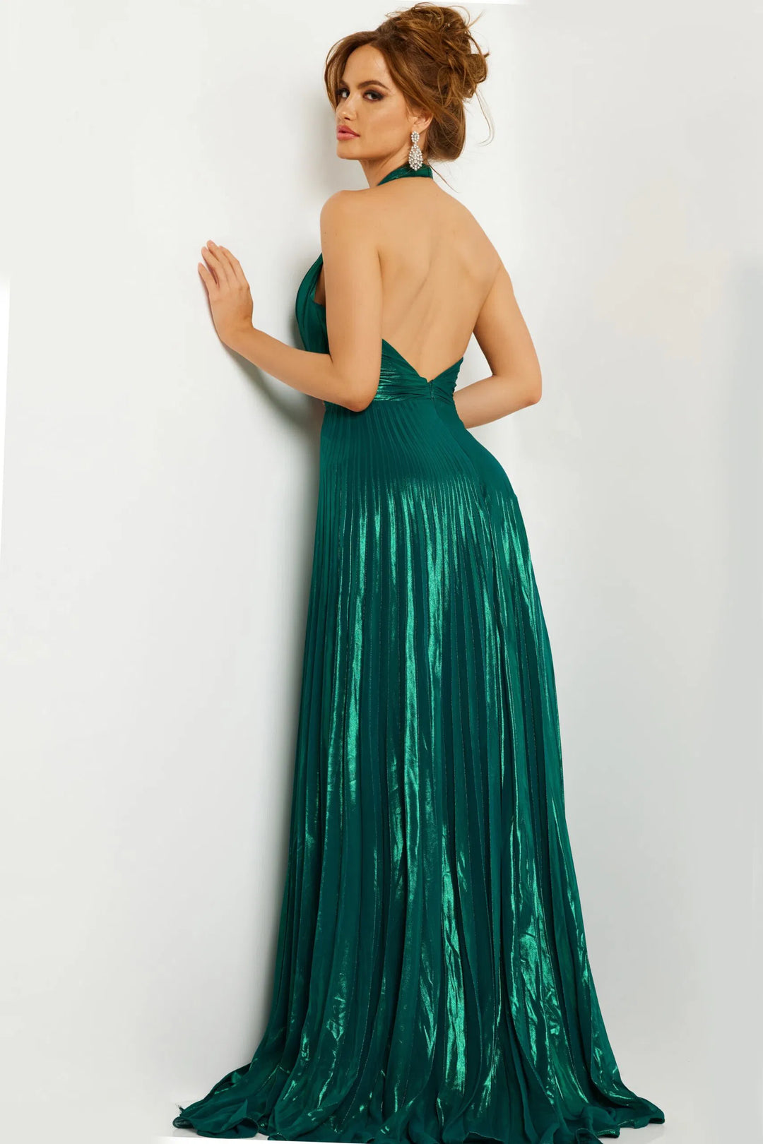 Jovani 09910 Pleated A-line Gown with Waist Strap