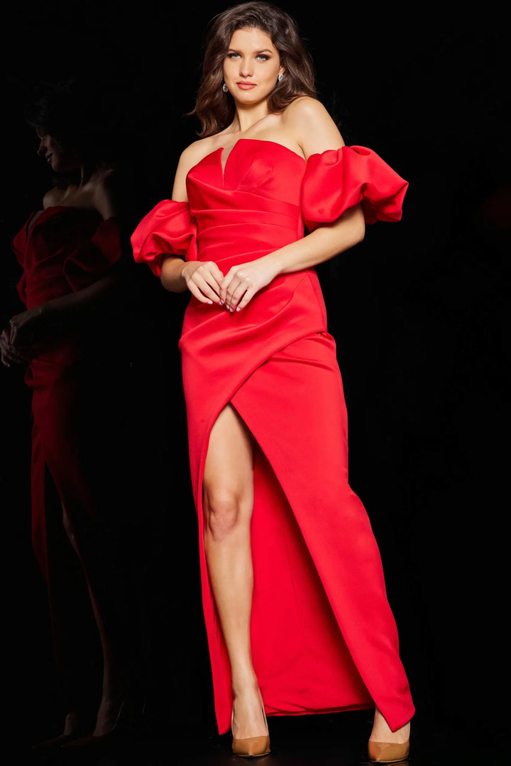 Jovani 220710 Detachable Sleeve Sheath Evening Gown