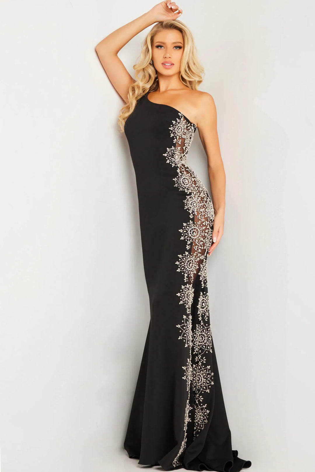 Jovani 22500 Beaded Sheer Side Prom Gown