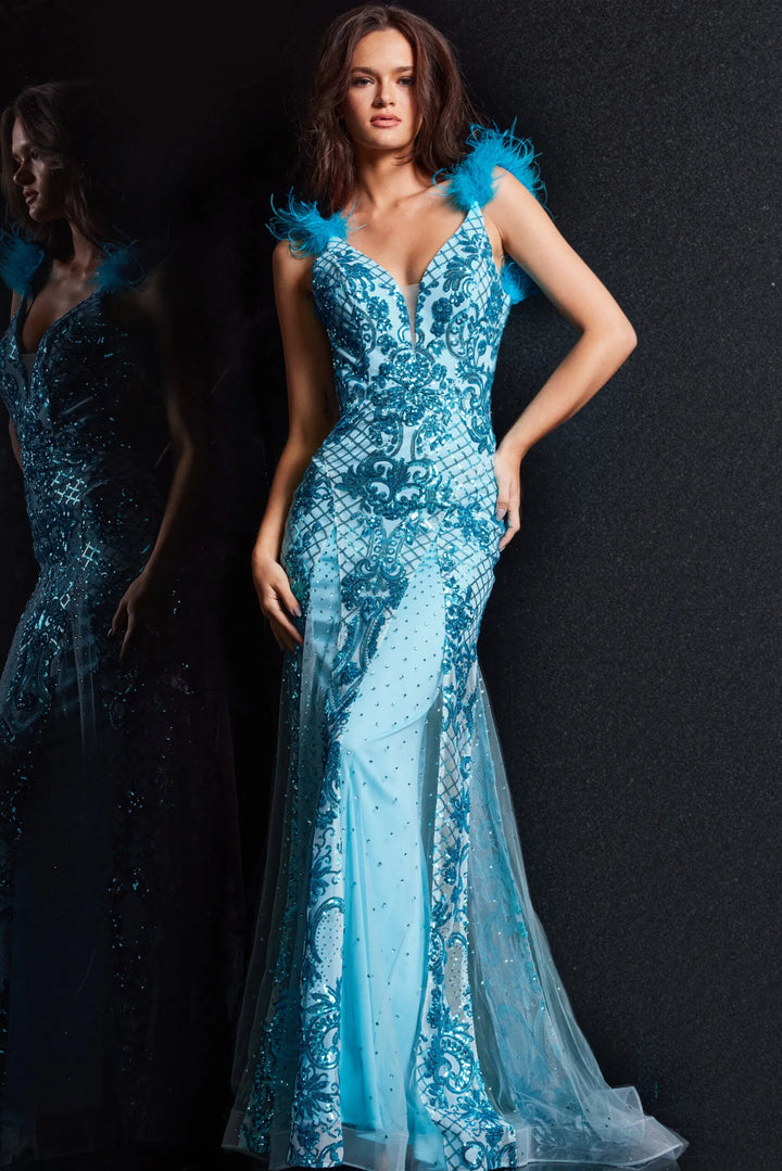 Jovani 22507 Sequined Backless Prom Gown