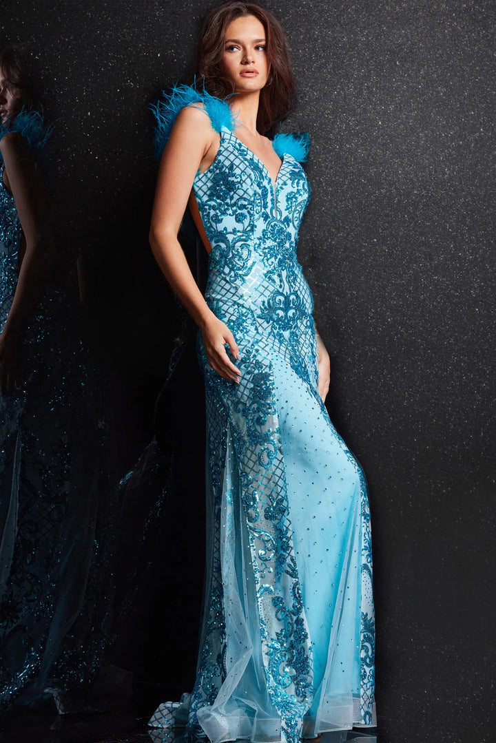 Jovani 22507 Sequined Backless Prom Gown