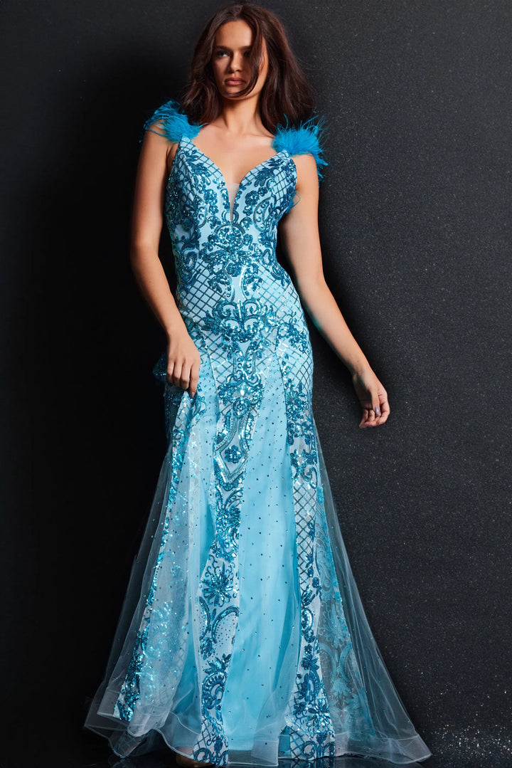 Jovani 22507 Sequined Backless Prom Gown