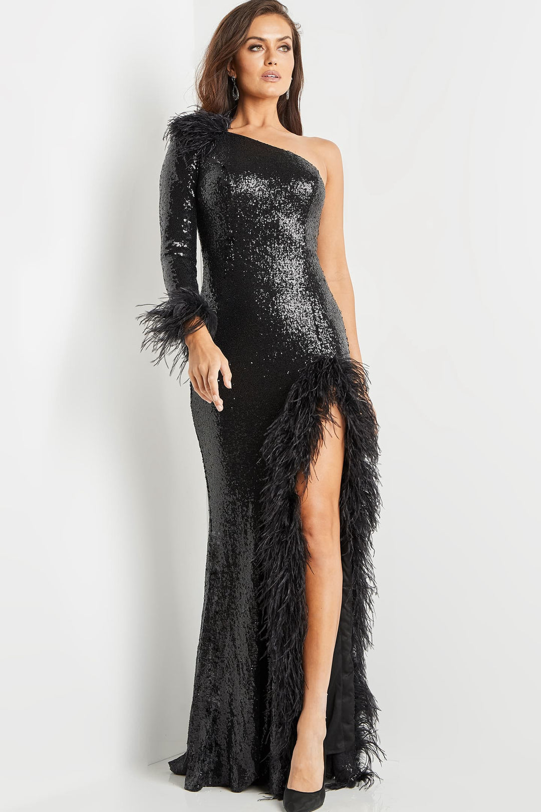 Jovani 22895 Sequined Asymmetric Evening Dress