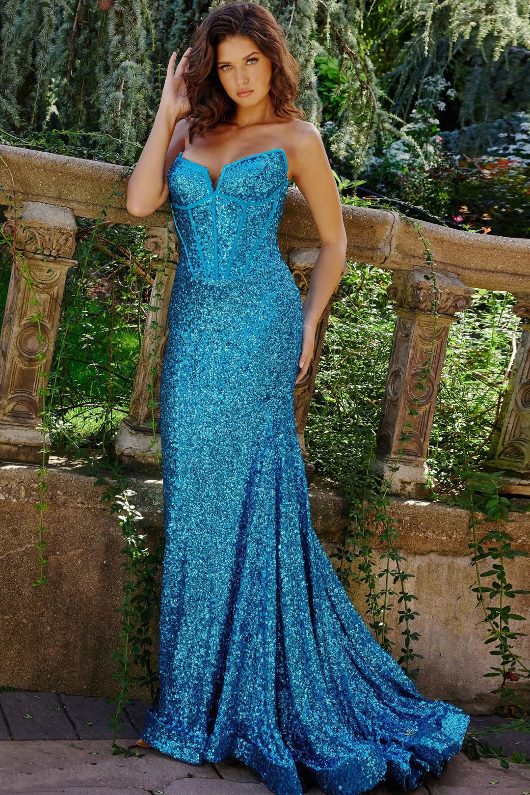 Jovani 23077 Strapless Sequin Mermaid Prom Gown