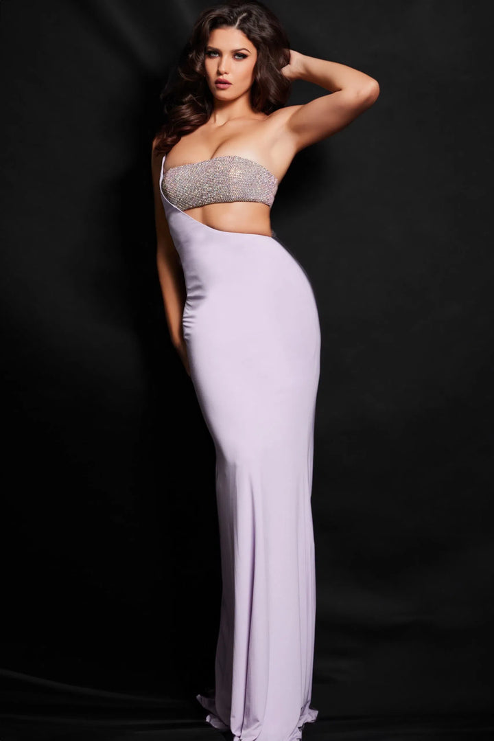 Jovani 23128 Asymmetric Cutout Sheath Gown