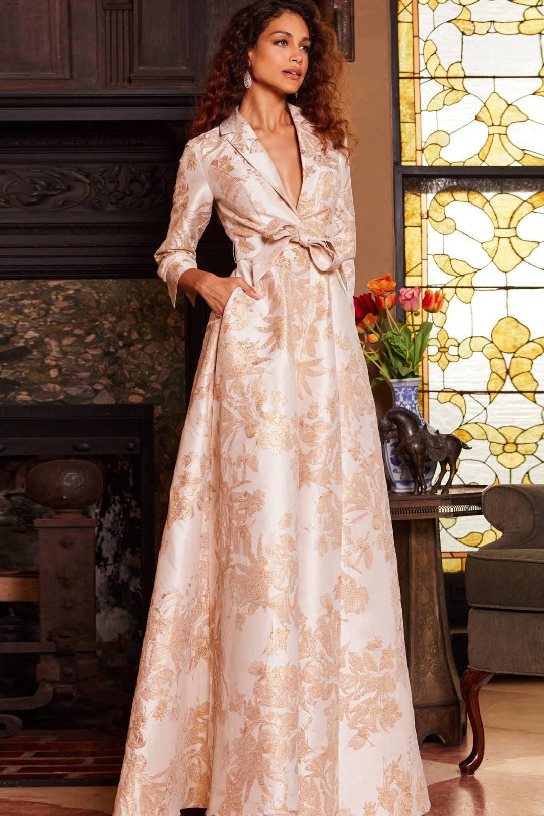 Jovani 23178 Floral Printed A-Line Evening Dress