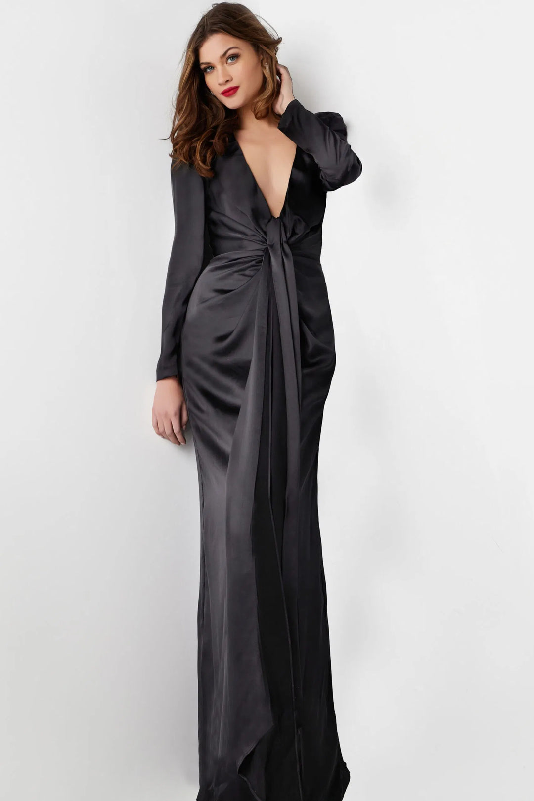 Jovani 23180 Ruched Square Shoulder Sheath Gown
