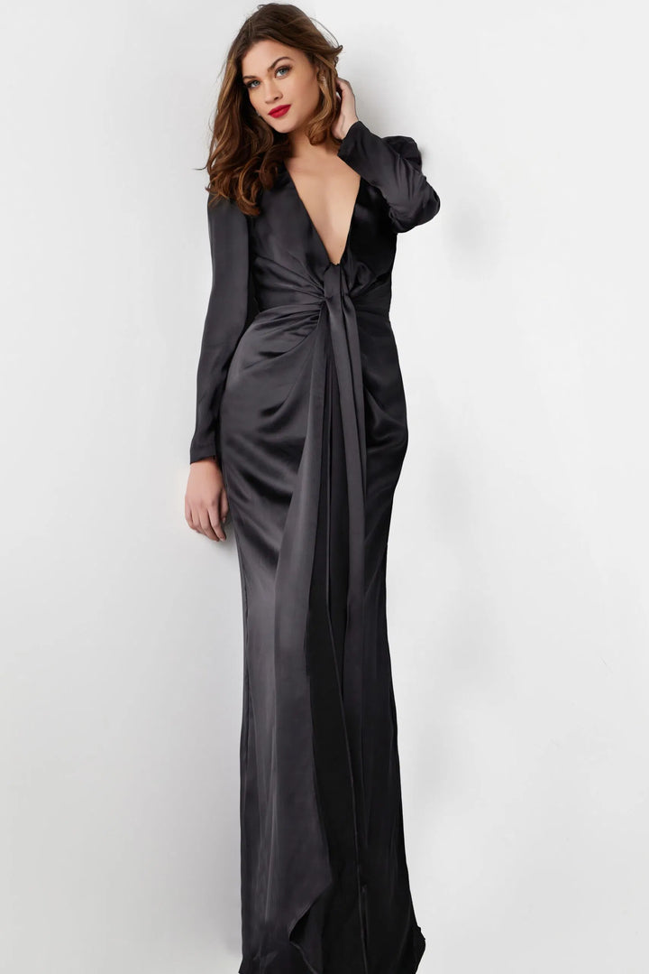 Jovani 23180 Ruched Square Shoulder Sheath Gown