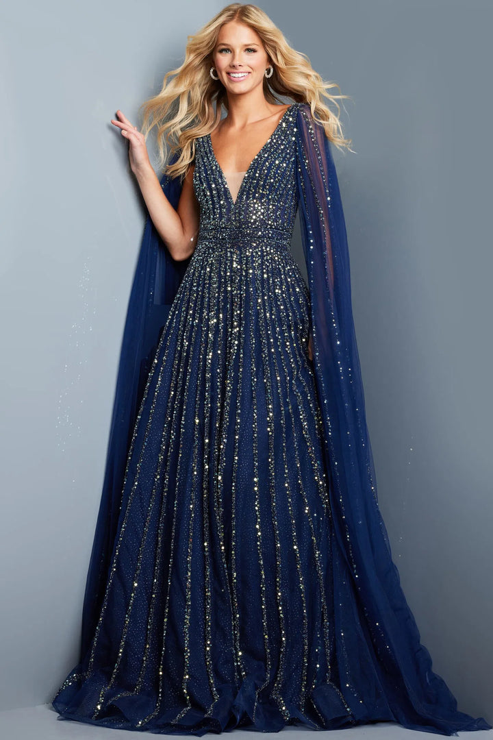 Jovani 23362 Embellished V-Neck Evening Dress
