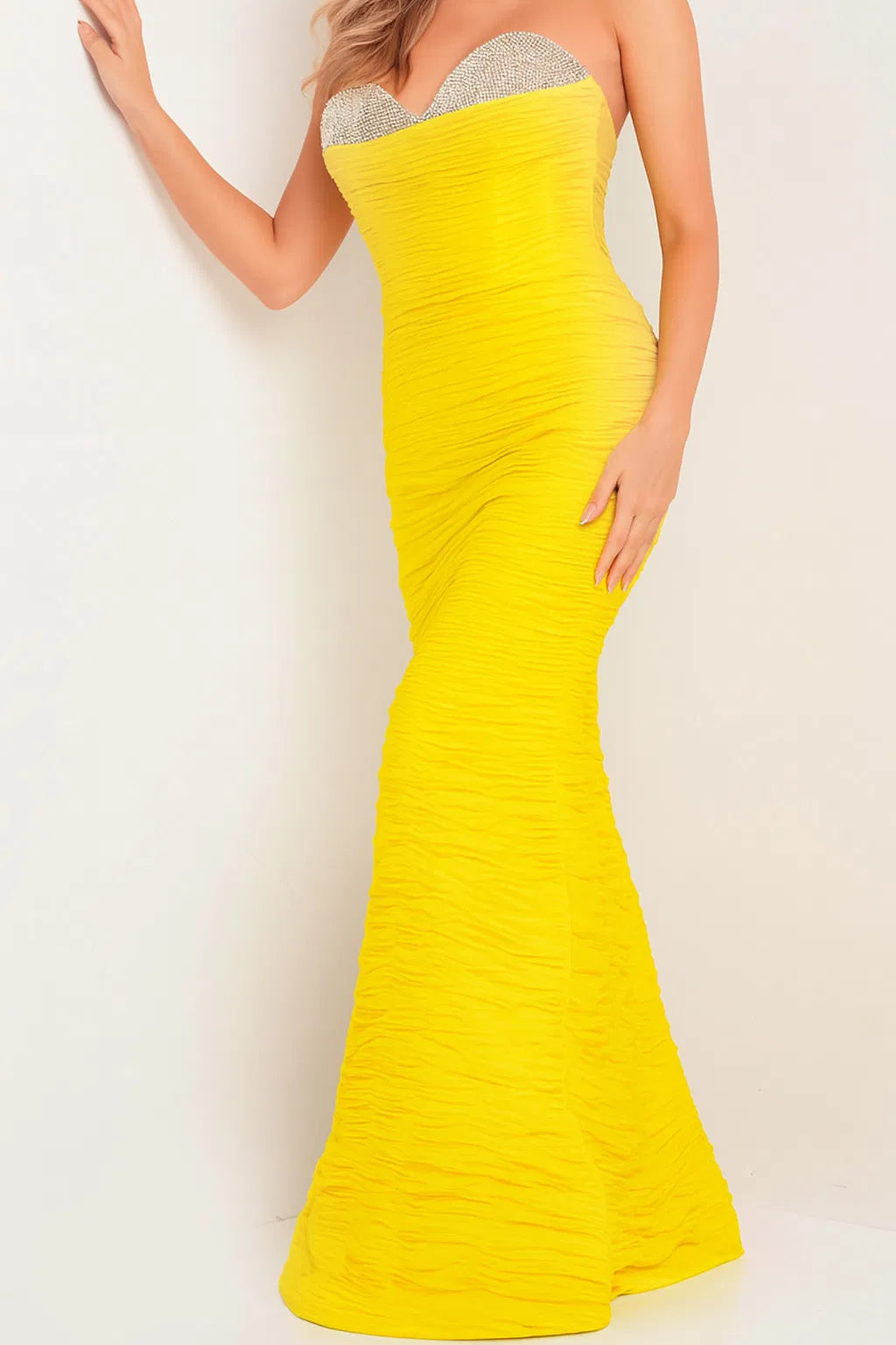 Jovani 23546 Strapless Shirred Mermaid Prom Dress