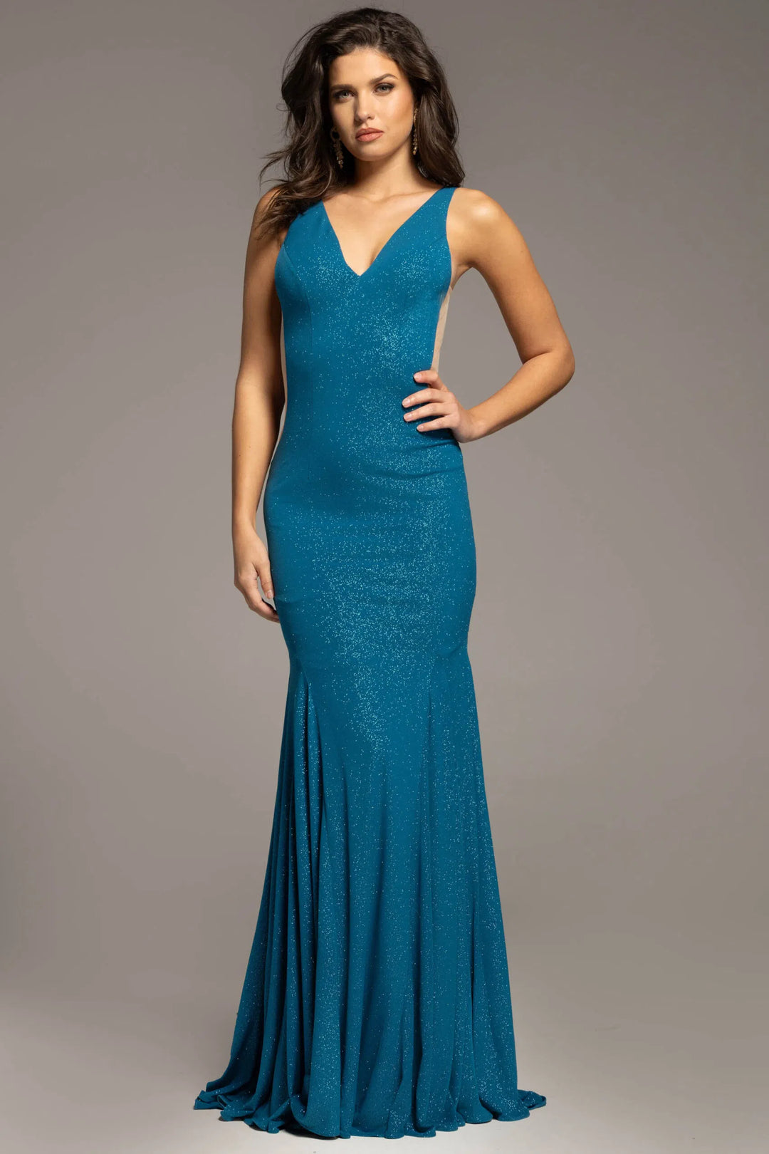 Jovani 23701 Plunging Jersey Prom Dress