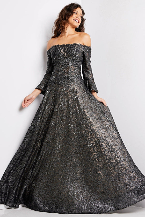 Jovani 23936 Off-Shoulder A-line Gown