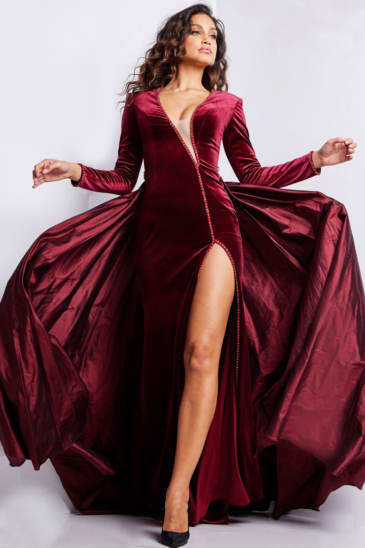 Jovani 23943 Long Sleeve Velvet Evening Dress
