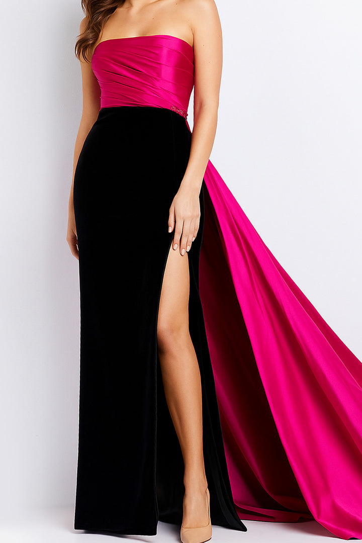 Jovani 23947 Pleat Bodice Evening Dress with Slit